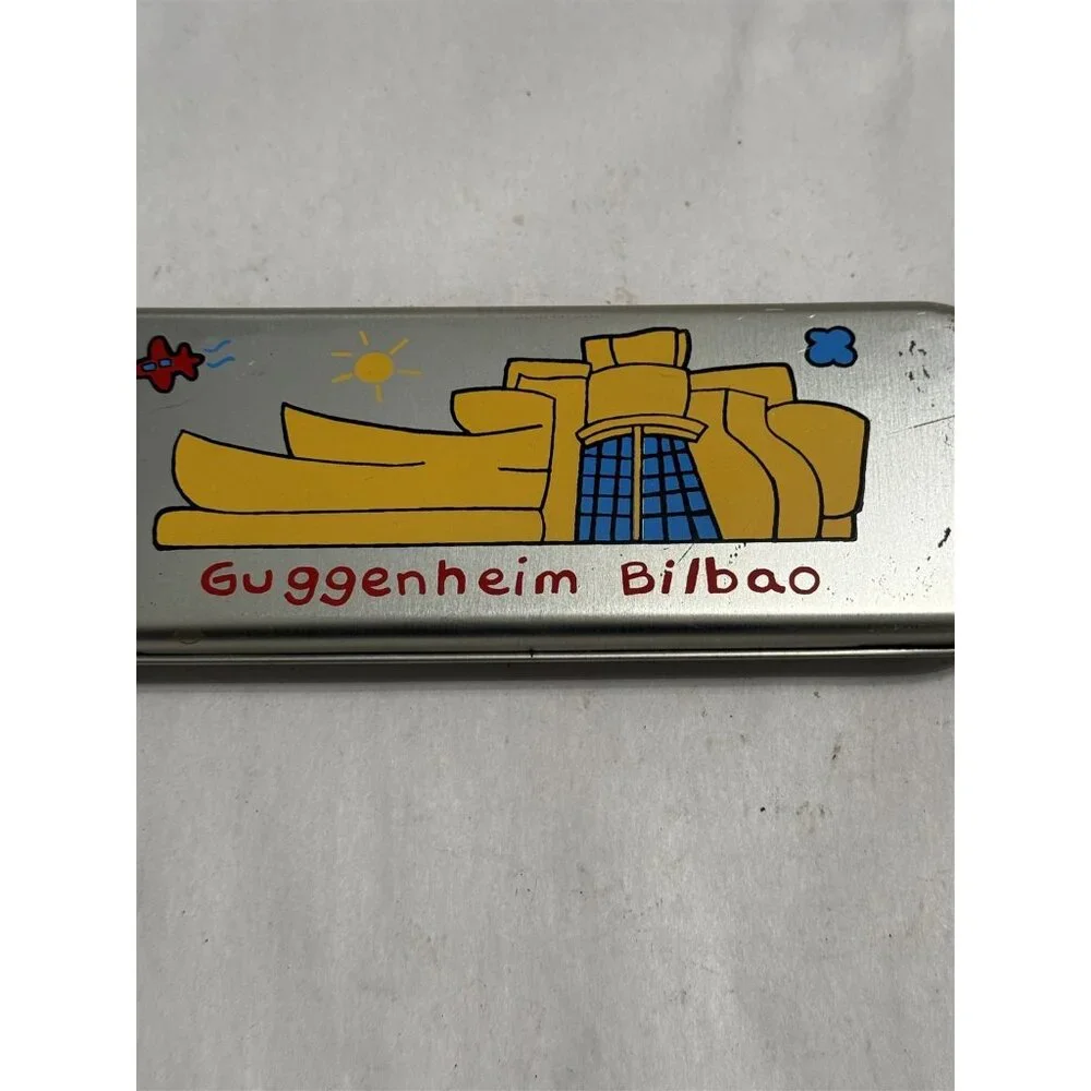 Guggenheim Bilboa Metal Tin Pencil Box Souvenir Frank Gehry Building Design